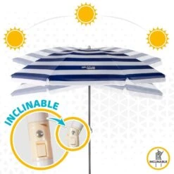 AKTIVE - Parasol Plage Avec Protection UV50, Anti-Vent, Ø 180 Cm -Aventure Aquatique Soldes aktive parasol plage avec protection uv50 anti vent o 180 cm 4