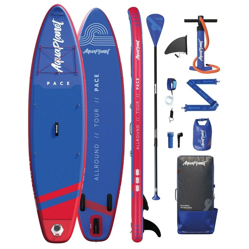 AQUAPLANET Kit Stand Up Paddle Gonflable - Pace Rouge Et Bleu 3 AQUAPLANET Kit Stand Up Paddle Gonflable - Pace Rouge Et Bleu