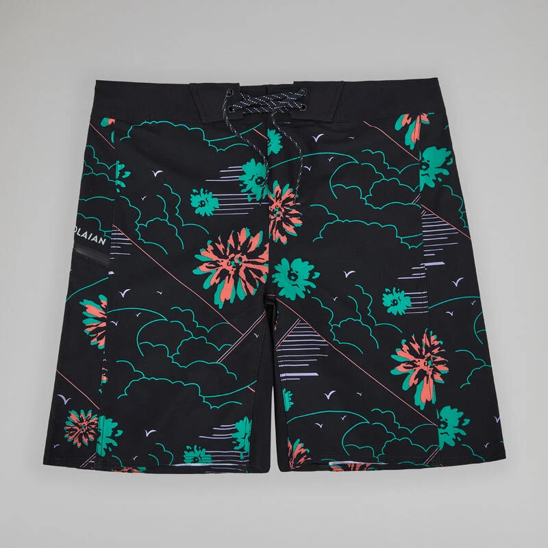 Boardshort Surf 500 19" PARADISE BLACK 4 Boardshort Surf 500 19" PARADISE BLACK – Image 2