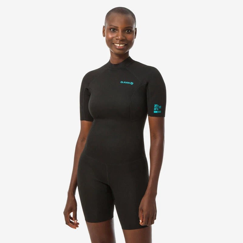 Combinaison Surf Shorty 100 Néoprène 1,5mm Femme Noire 4 Combinaison Surf Shorty 100 Néoprène 1,5mm Femme Noire – Image 2