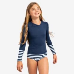 Maillot 1 Pièce Manches Longues Fille MAYA Bleu Marine -Aventure Aquatique Soldes maillot 1 piece manches longues fille maya bleu marine 7