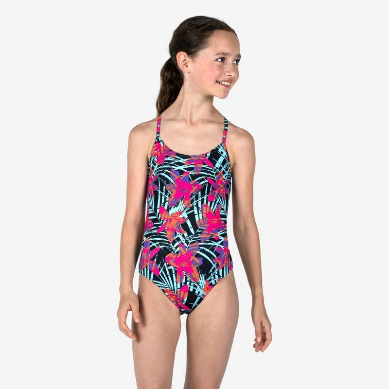 Maillot De Bain 1 Pièce Fille - 100 Hiloe Tropical Party Rose 3 Maillot De Bain 1 Pièce Fille - 100 Hiloe Tropical Party Rose