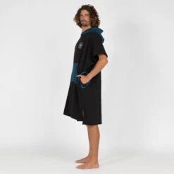 Poncho Surf Adulte - 500 Noir -Aventure Aquatique Soldes poncho surf adulte 500 noir 4