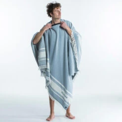 Serviette De Plage Poncho 190 X 190 Cm - Gris Bleu -Aventure Aquatique Soldes serviette de plage poncho 190 x 190 cm gris bleu 3