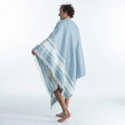 Serviette De Plage Poncho 190 X 190 Cm - Gris Bleu -Aventure Aquatique Soldes serviette de plage poncho 190 x 190 cm gris bleu 5